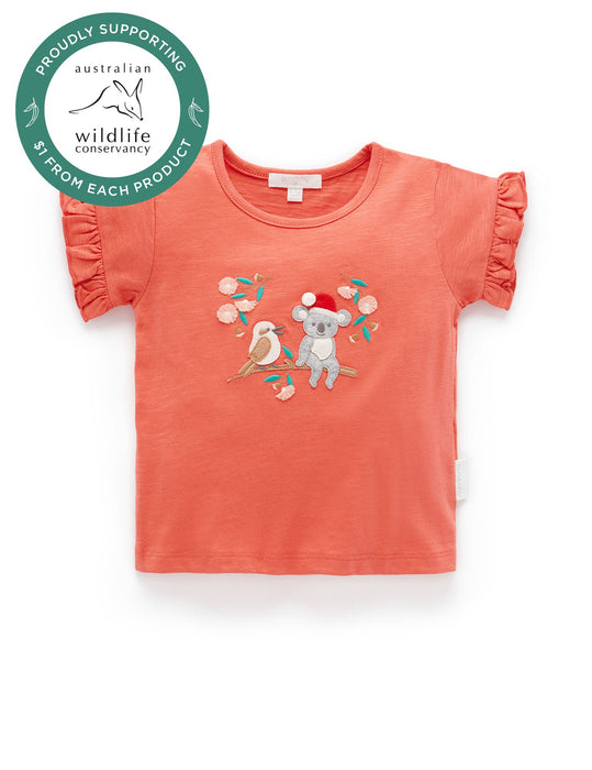 Purebaby Christmas T-Shirt - Christmas Morning (with Ruffled Sleeves)