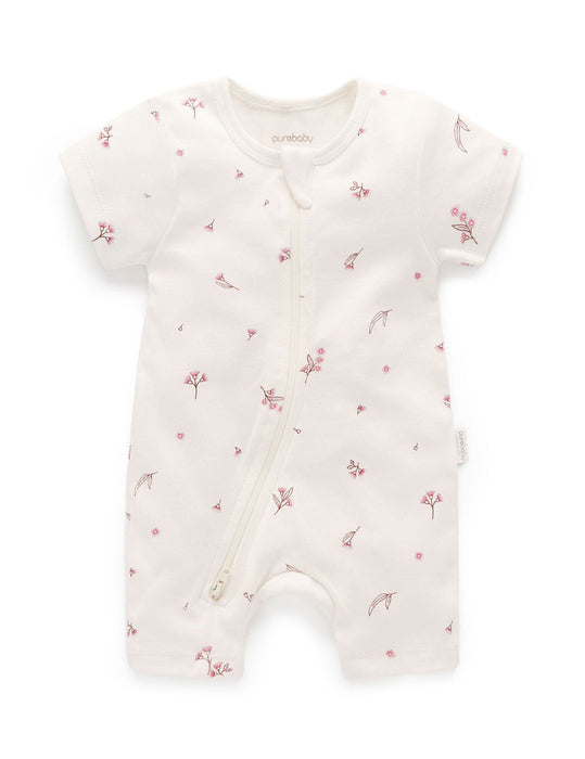 Purebaby Organic Short Sleeve Zip Bodysuit