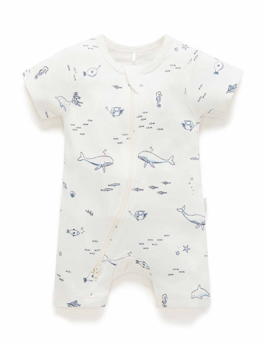 Purebaby Organic Short Sleeve Zip Bodysuit