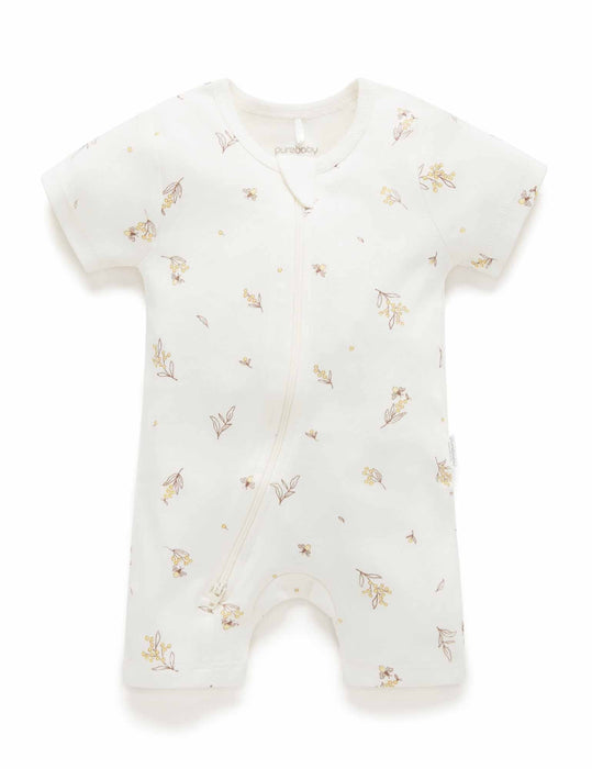 Purebaby Organic Short Sleeve Zip Bodysuit