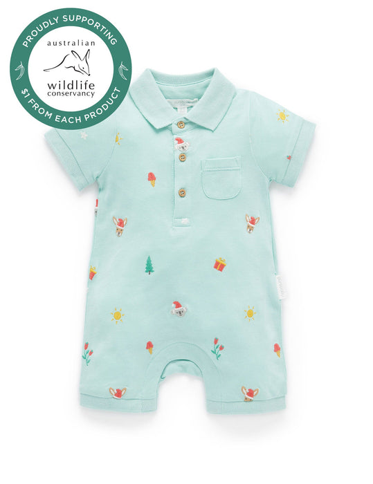 Purebaby Christmas Polo Growsuit