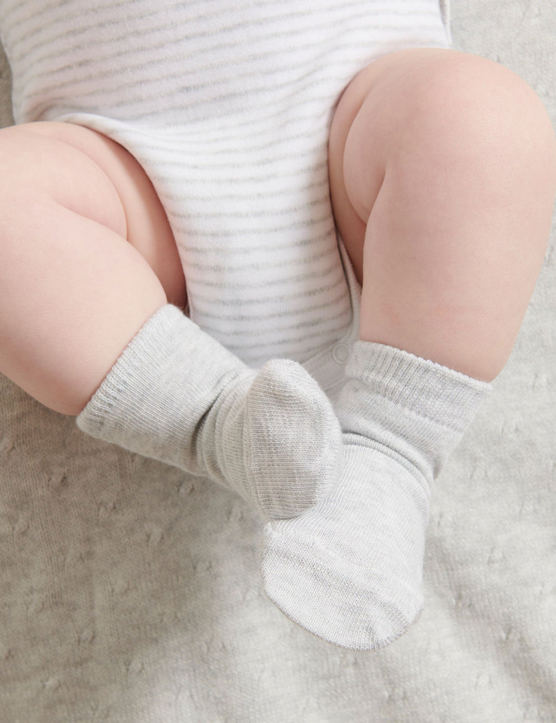 Purebaby 3pk Organic Knit Socks