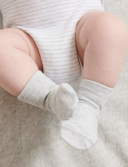 Purebaby 3pk Organic Knit Socks