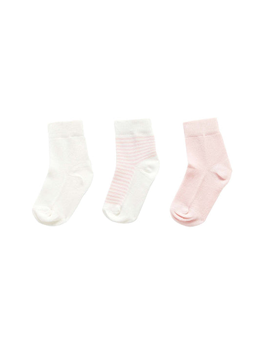 Purebaby 3pk Organic Knit Socks