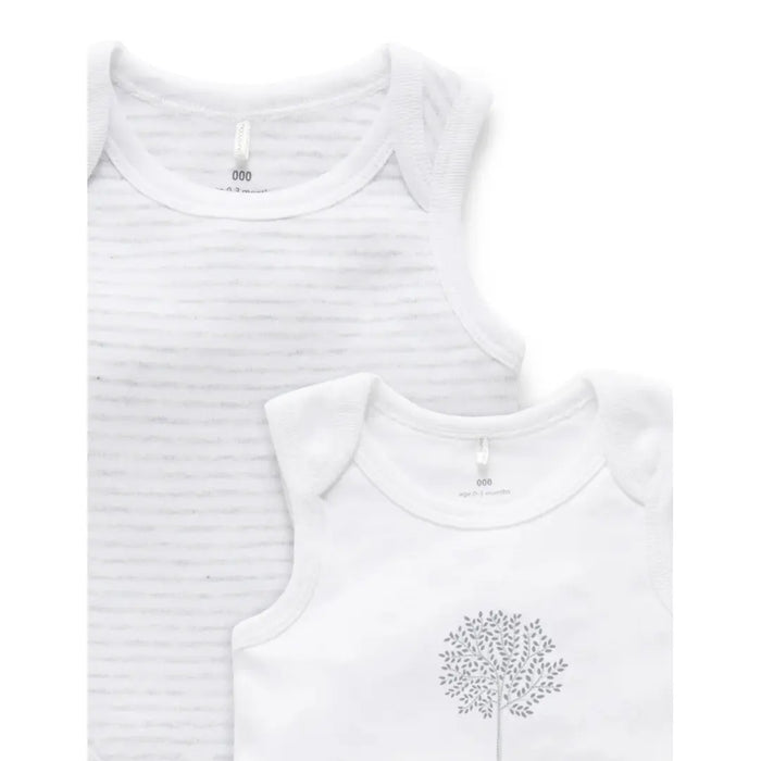 Purebaby Essentials 2pk Singlet Bodysuit - Pale Grey Melange