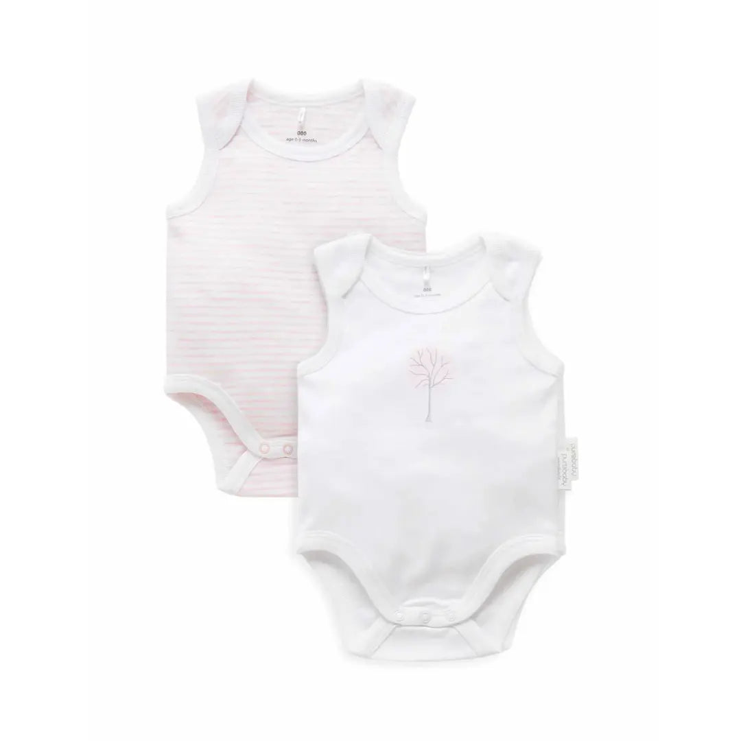 Purebaby Essentials 2pk Singlet Bodysuit - Pale Pink