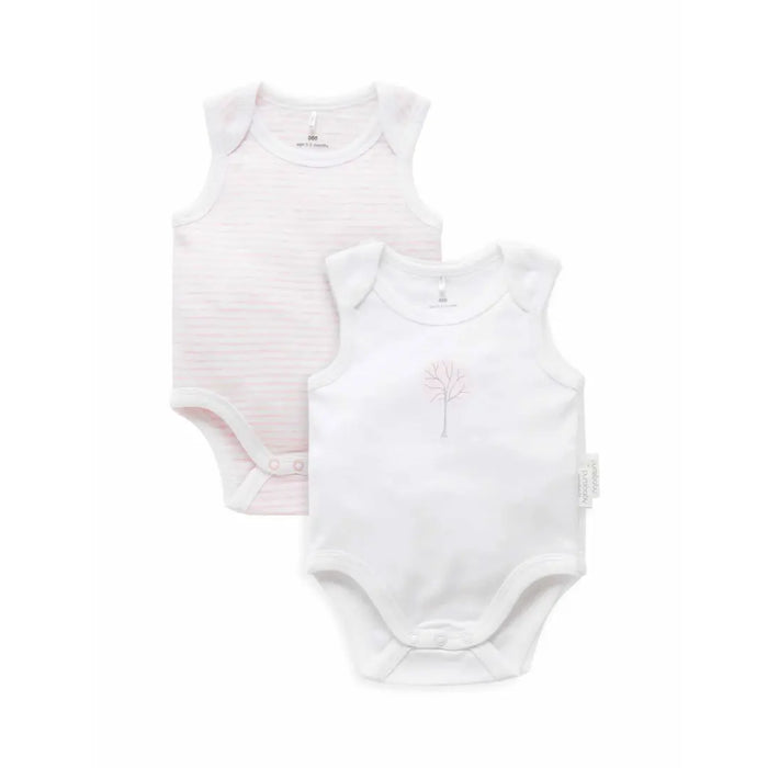 Purebaby Essentials 2pk Singlet Bodysuit - Pale Pink