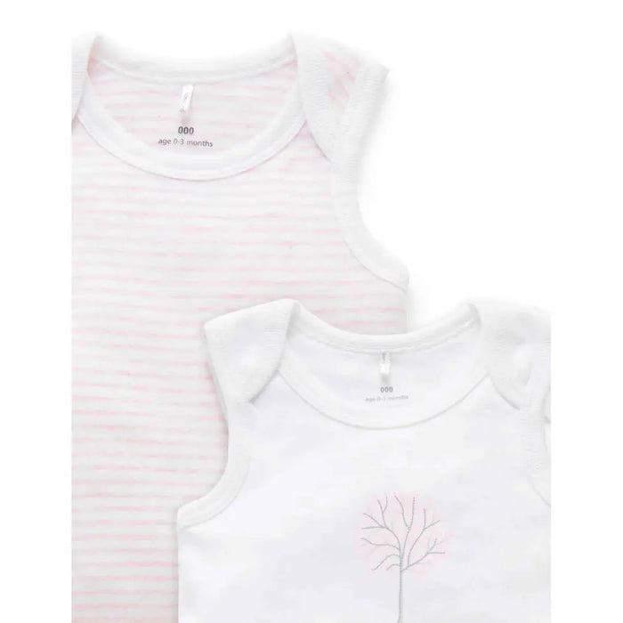 Purebaby Essentials 2pk Singlet Bodysuit - Pale Pink