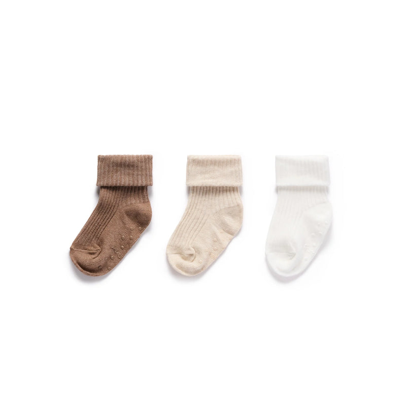 Purebaby 3pk Organic Rib Socks