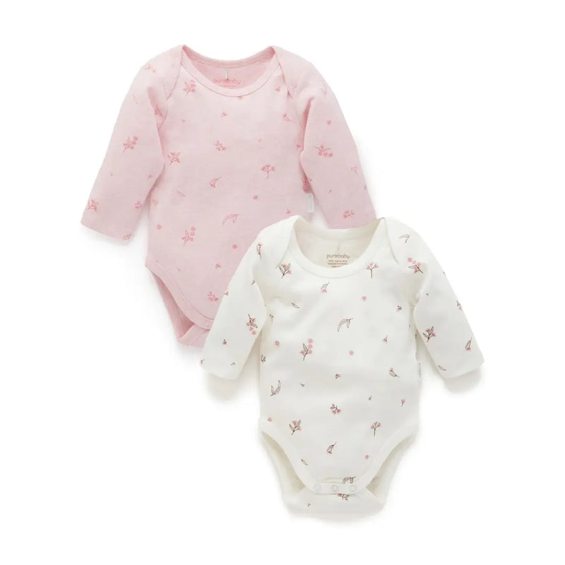 Purebaby Essentials Easy Neck Long sleeve 2pk Bodysuit