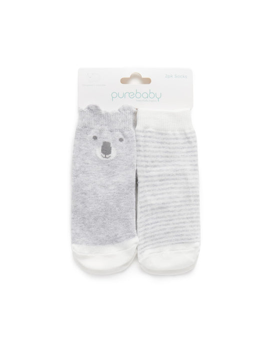 Purebaby 2pk Organic Knit Socks