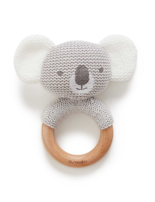 PureBaby - Knitted Animal Rattle