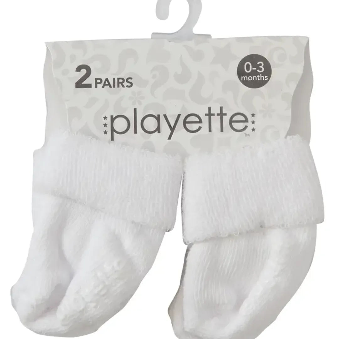 Playette - 2 Pack Newborn Essential Bootie Socks