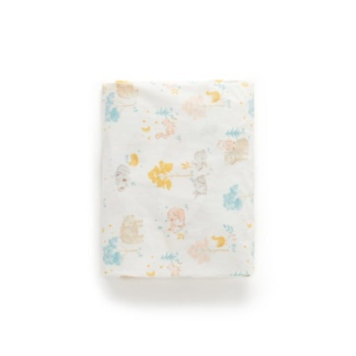 Purebaby - Poplin Printed Fitted Cot Sheet - Lilypad