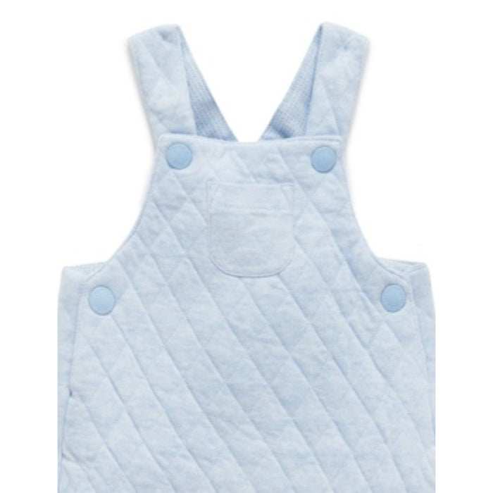 PureBaby - Quilted Overalls - Soft Blue Mélange