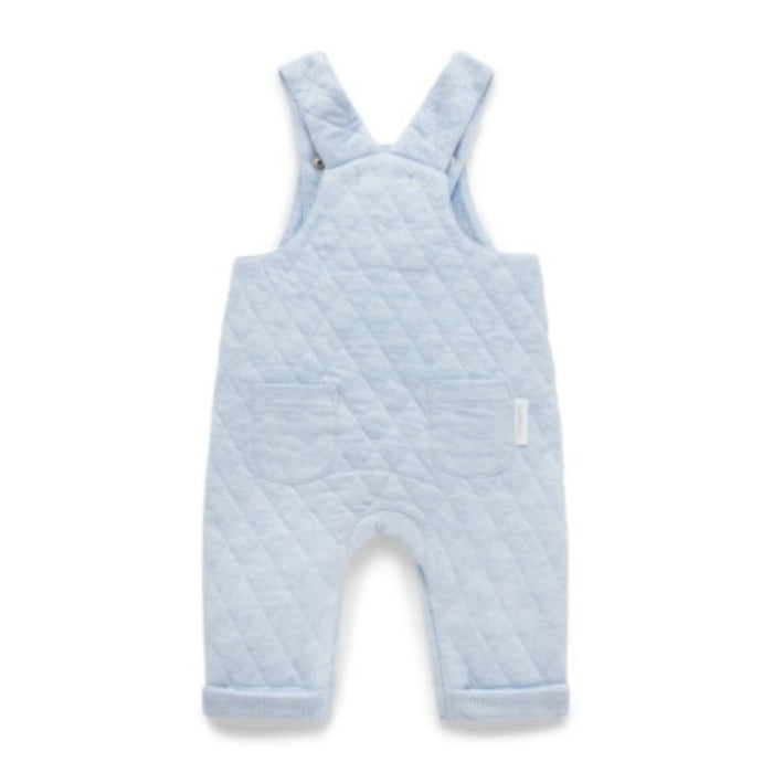 PureBaby - Quilted Overalls - Soft Blue Mélange