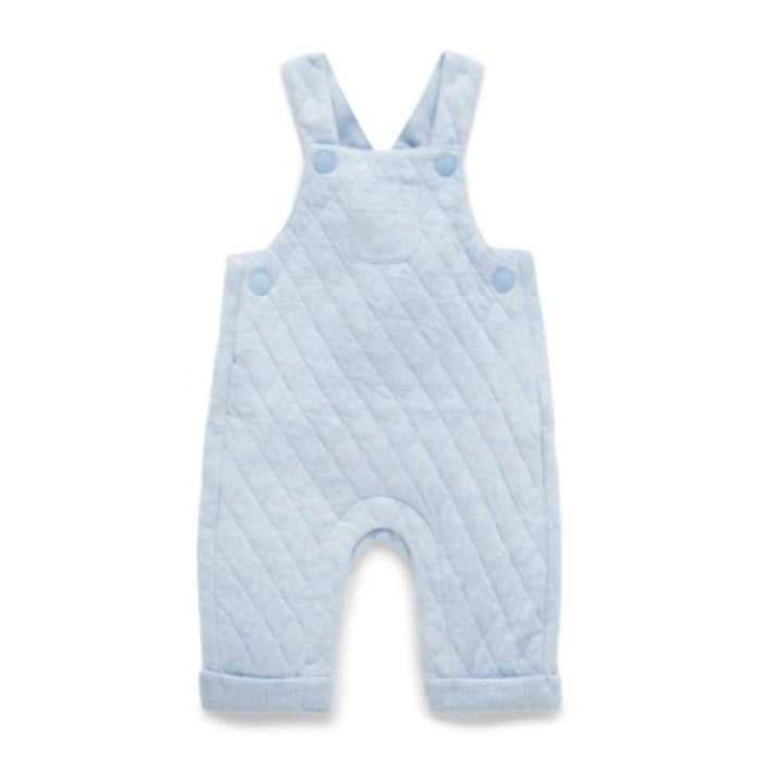 PureBaby - Quilted Overalls - Soft Blue Mélange