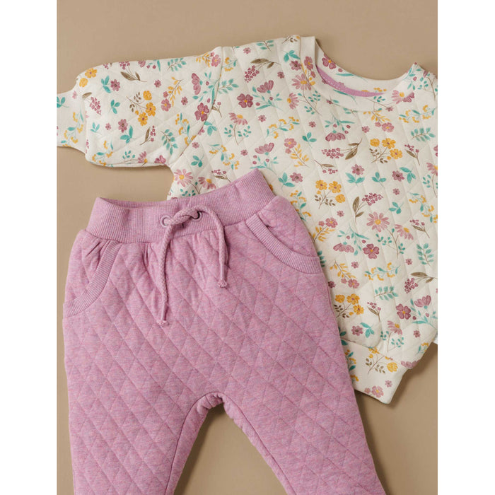 Purebaby Quilted Track Pants - Hyacinth Mélange