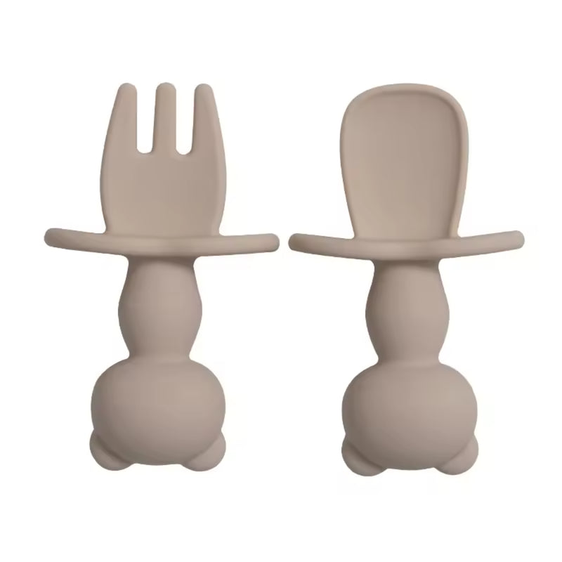 Baby Training Silicone Fork & Spoon Set - Teddy Bears - Bellelis