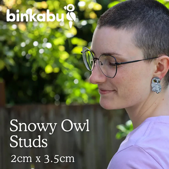 Snowy Owl Studs - Statement Bird Earrings