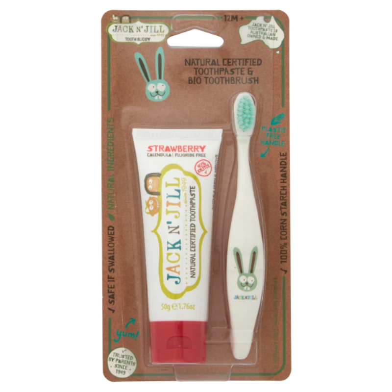 Jack n Jill Tooth Buddy Pack-Natural Toothpaste + Kids Toothbrush