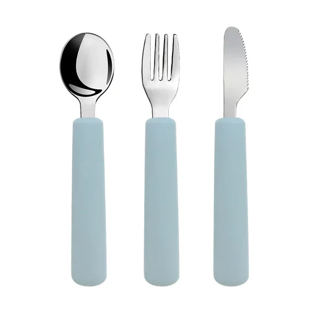 Soft Grip Cutlery Set - Spoon + Fork + Knife