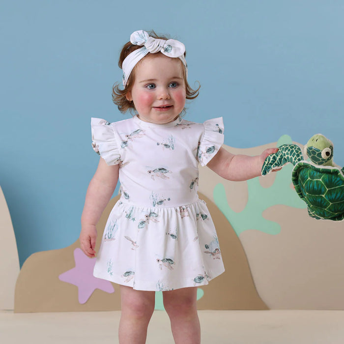 Snuggle Hunny - Organic Short Sleeve Dress - Turtle