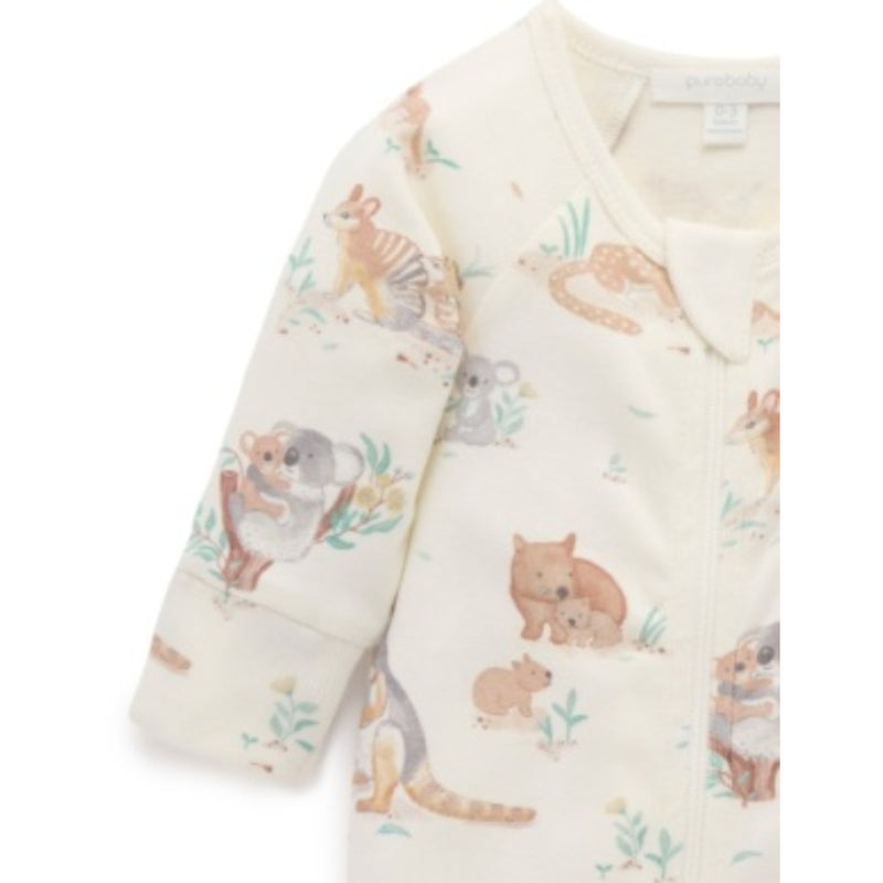 PureBaby - Zip Growsuit with Bib - Bush Babies