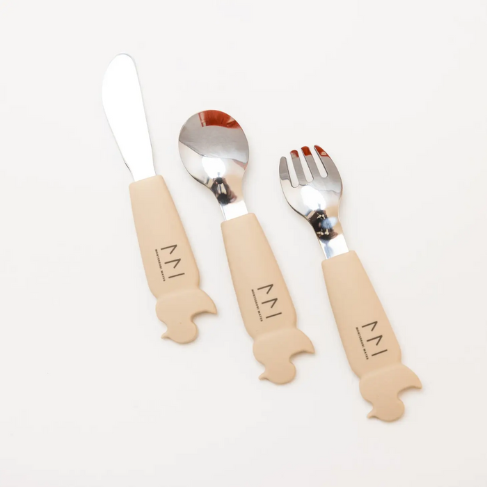 Montessori Mates - Soft Grip Toddler Cutlery Set - Spoon + Fork + Knife