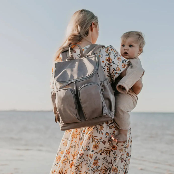 OiOi Vegan Leather Nappy Backpack - Dimple Oat