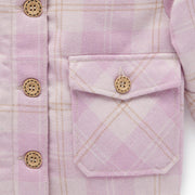 Purebaby check sherpa jacket pocket detail