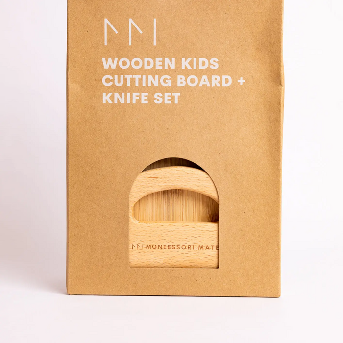 Montessori Mates - Wooden Kids Cutting Board + Knife Set