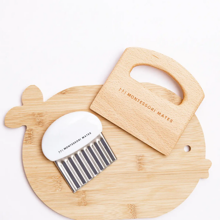 Montessori Mates - Wooden Kids Cutting Board + Knife Set