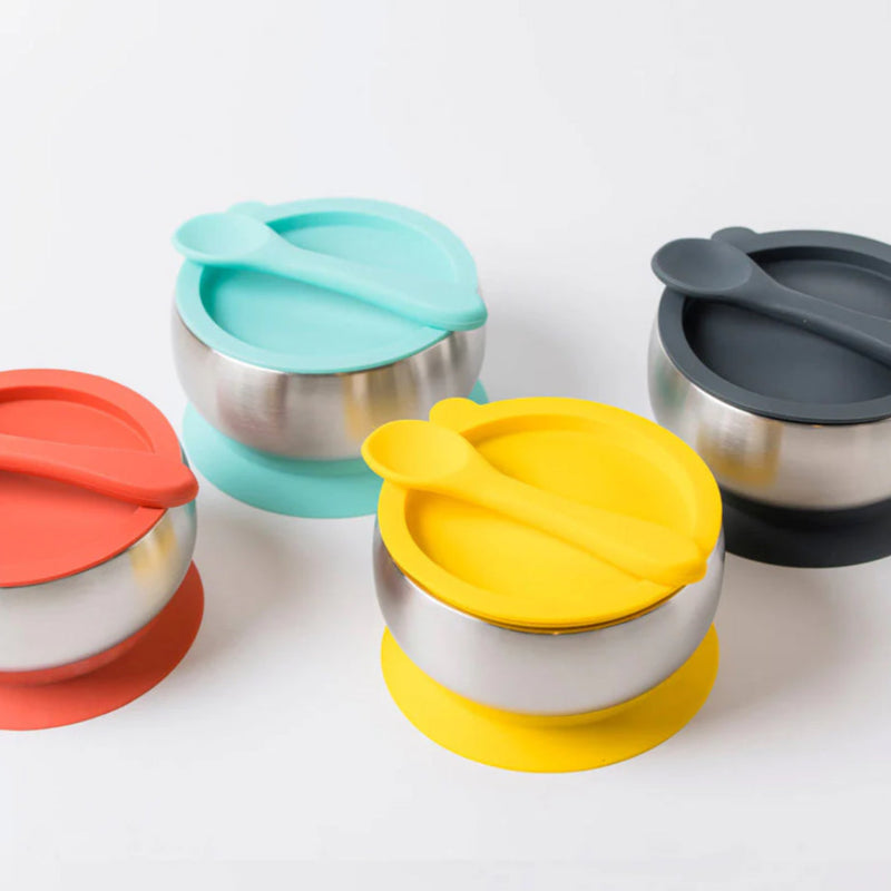 Lion & Lady - Stainless Steel Feeding Bowl with Suction Base, Airtight Lid and Spoon