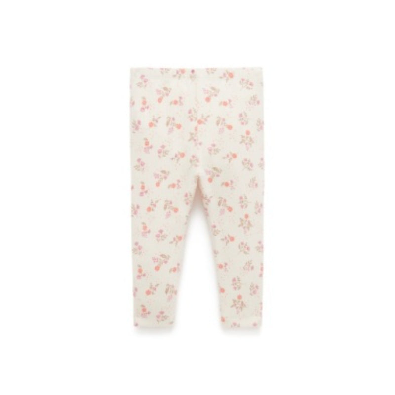PureBaby - Cloud Daisy Print Ribbed Leggings