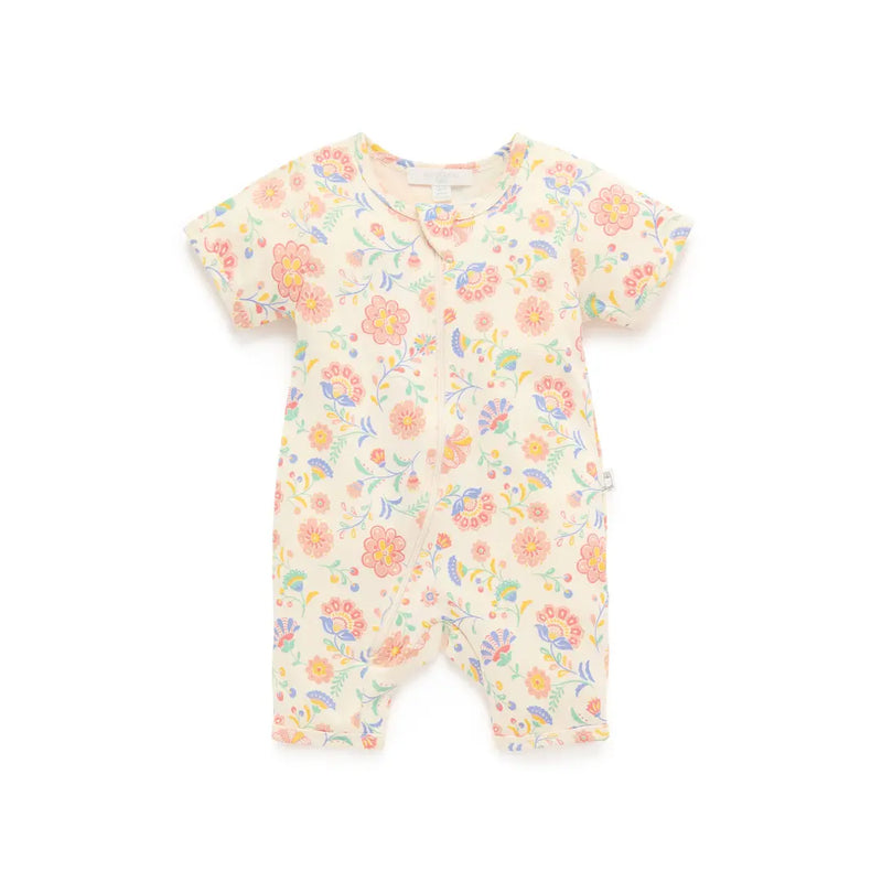 Purebaby Organic Short Sleeve Zip Growsuit