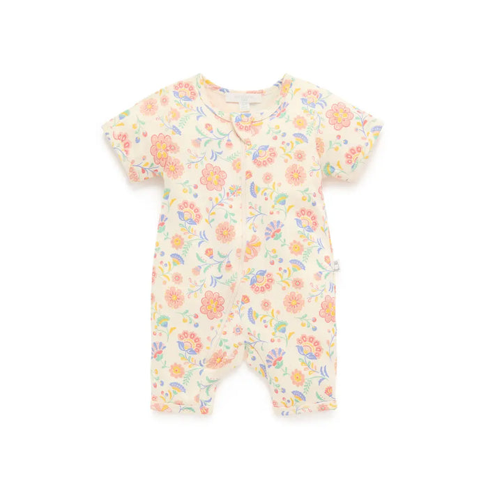 Purebaby Organic Short Sleeve Zip Bodysuit