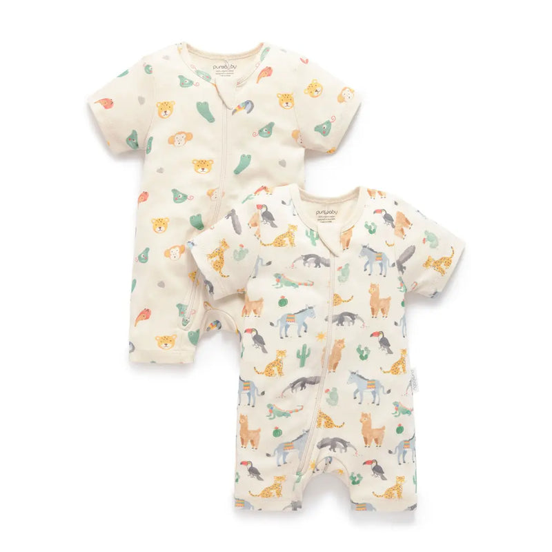 Purebaby 2pk Organic Short Sleeve Growsuit