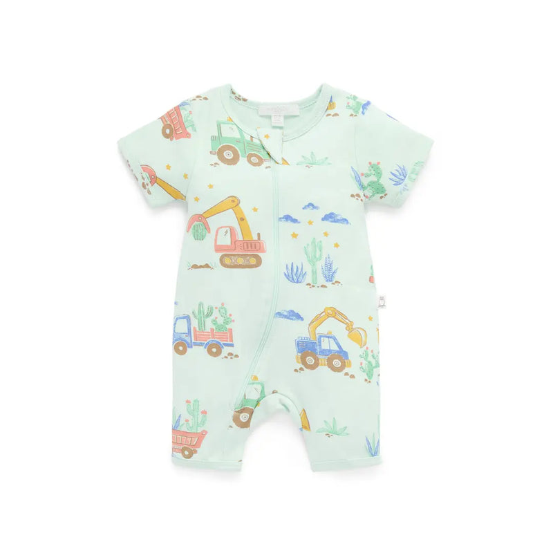 Purebaby Organic Short Sleeve Zip Growsuit