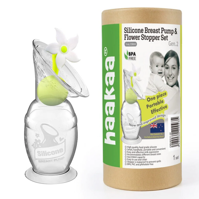 Haakaa 150ml Silicone Breast Pump & Flower Stopper Pack