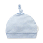 Purebaby knot hat blue melange