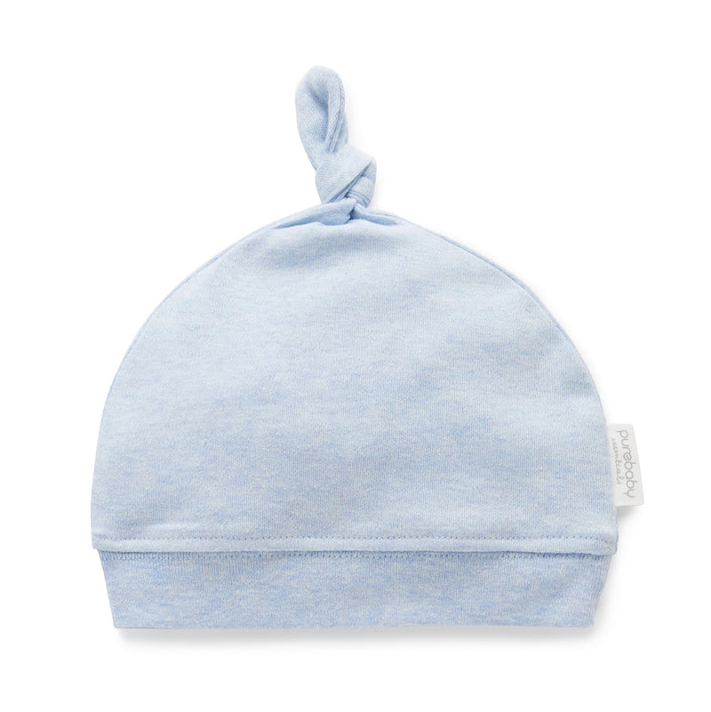 Purebaby knot hat blue melange