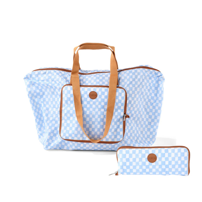 Fold-Up Tote - Blue Check