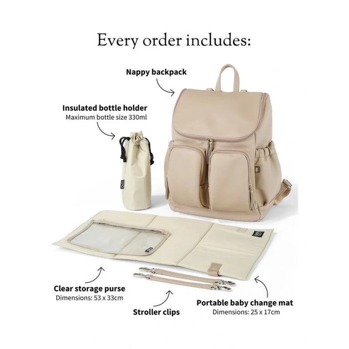 OiOi Vegan Leather Nappy Backpack - Dimple Oat