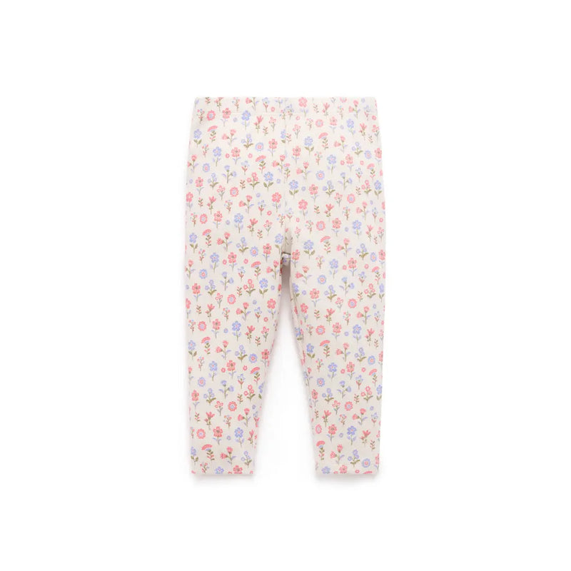 PureBaby - Cloud Daisy Print Ribbed Leggings