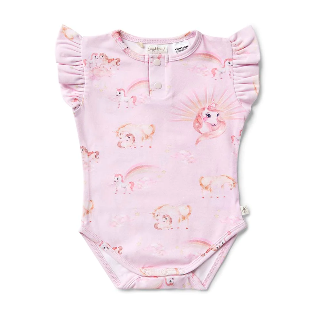 Snuggle Hunny Bodysuit Short Sleeve with Frill - Cockatoo