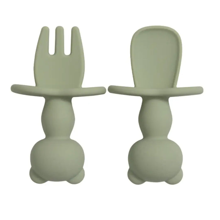 Baby Training Silicone Fork & Spoon Set - Teddy Bears - Bellelis