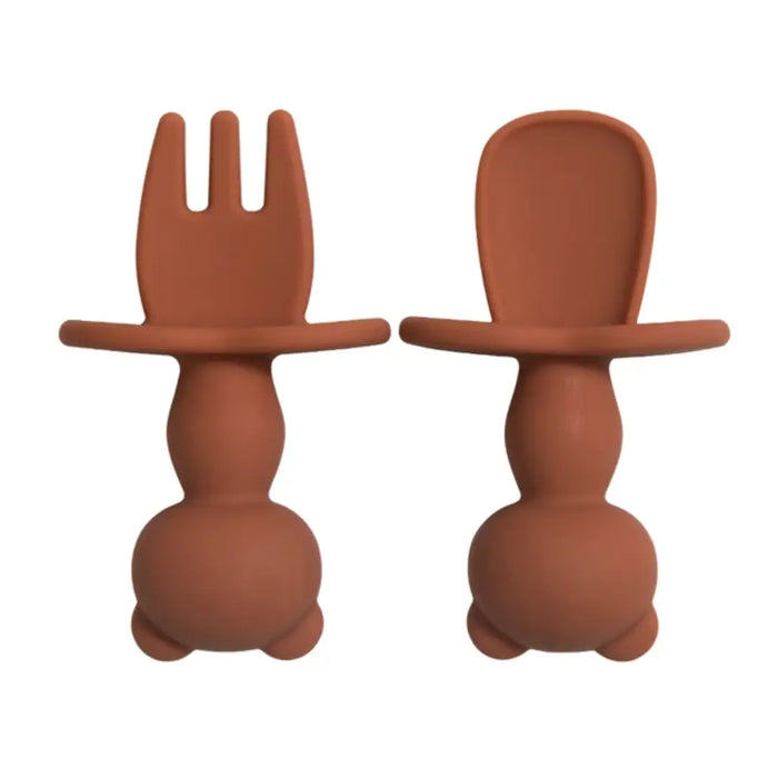 Baby Training Silicone Fork & Spoon Set - Teddy Bears - Bellelis