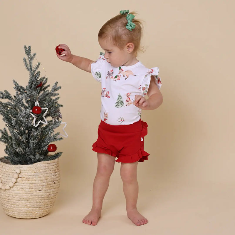 Snuggle Hunny - Kanga & Koala - Short Sleeve Bodysuit with Frill - Christmas Exclusive