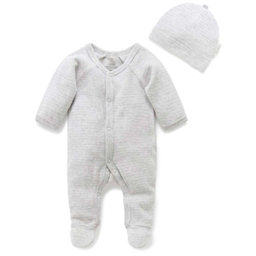 PureBaby - Preemie Baby - Premie Velour Growsuit with hat